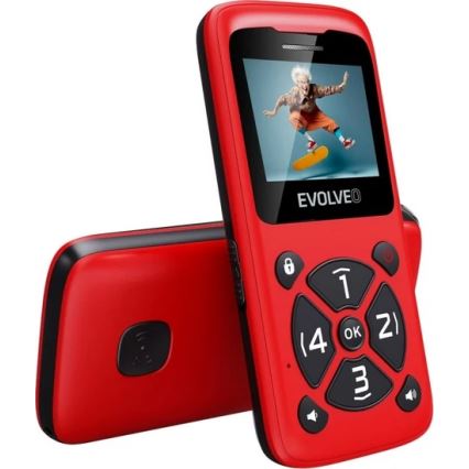 Evolveo - EasyPhone ID, mobiele telefoon voor senioren, rood