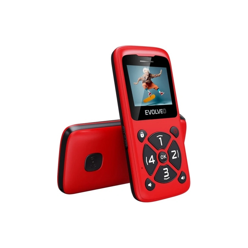 Evolveo - EasyPhone ID, mobiele telefoon voor senioren, rood