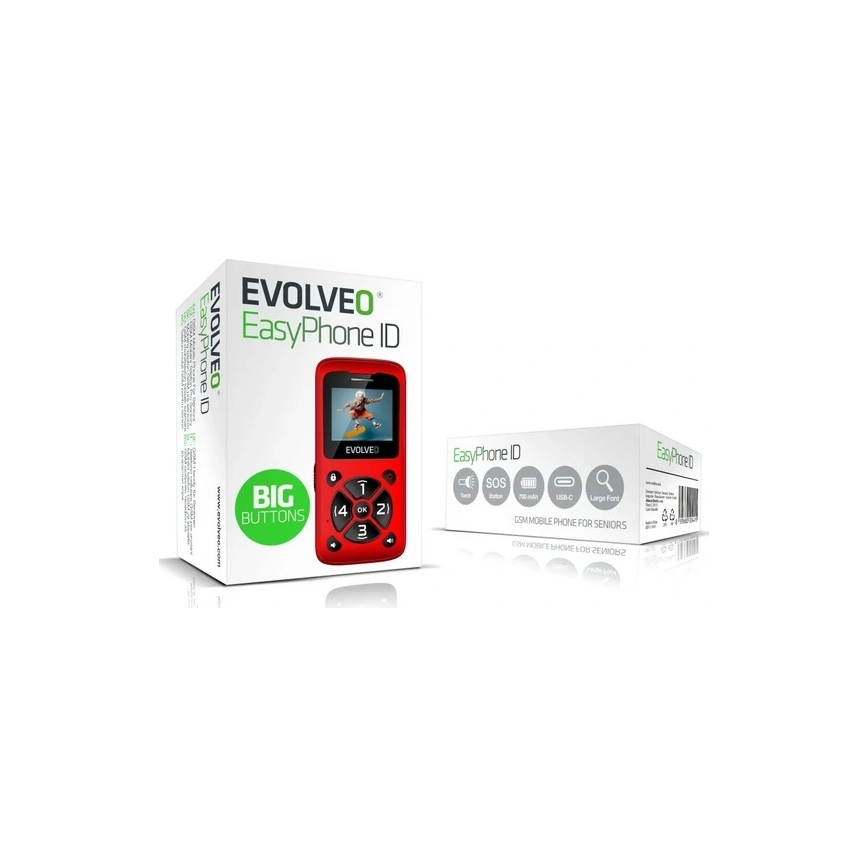 Evolveo - EasyPhone ID seniorentelefoon, rood