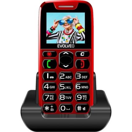 Evolveo - EasyPhone, mobiele telefoon voor senioren, rood