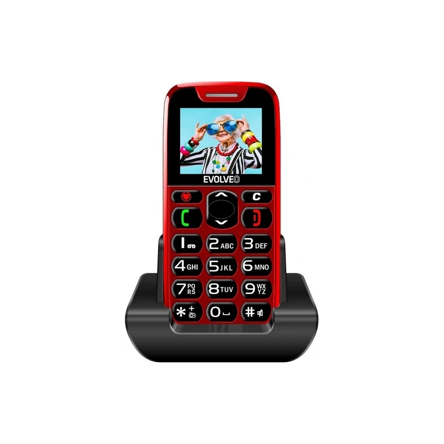 Evolveo - EasyPhone, mobiele telefoon voor senioren, rood