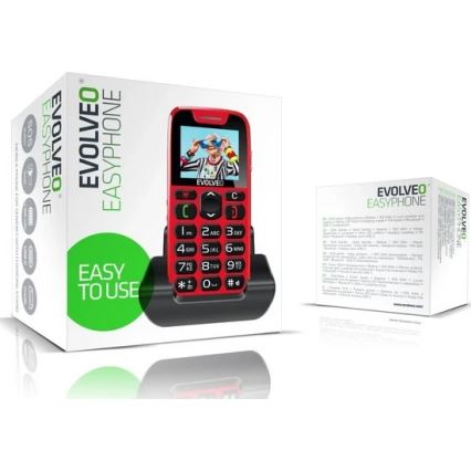 Evolveo - EasyPhone, mobiele telefoon voor senioren, rood
