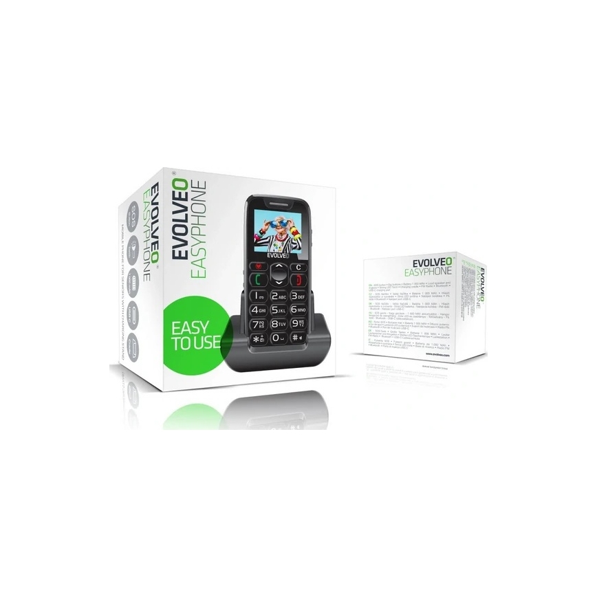 Evolveo - EasyPhone téléphone mobile pour seniors noir