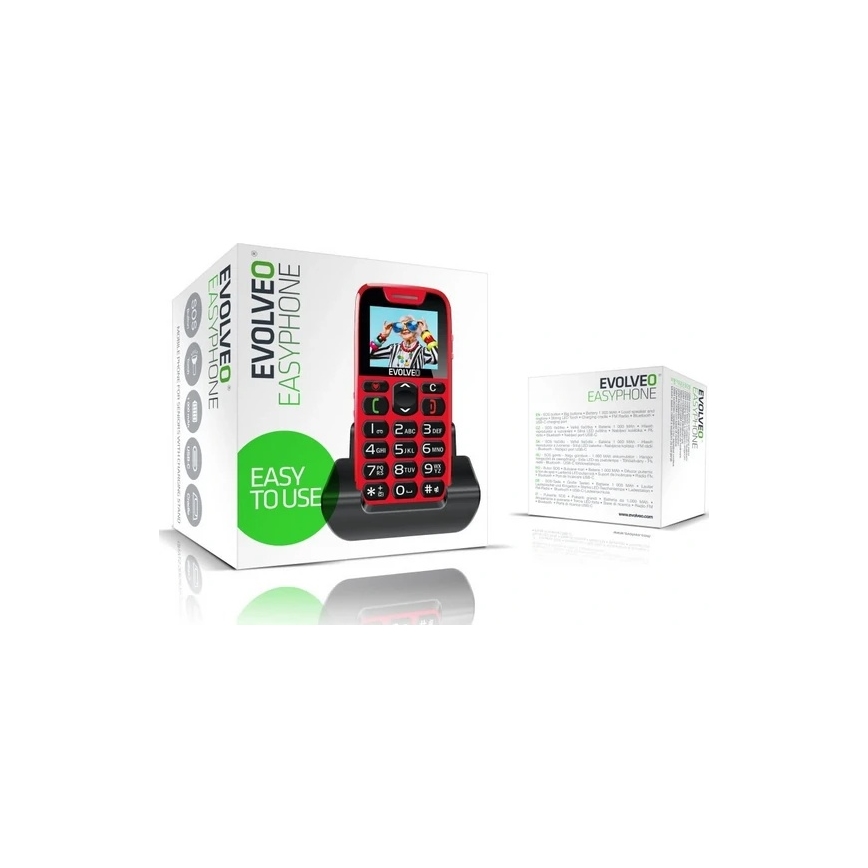 Evolveo - EasyPhone téléphone mobile pour seniors rouge