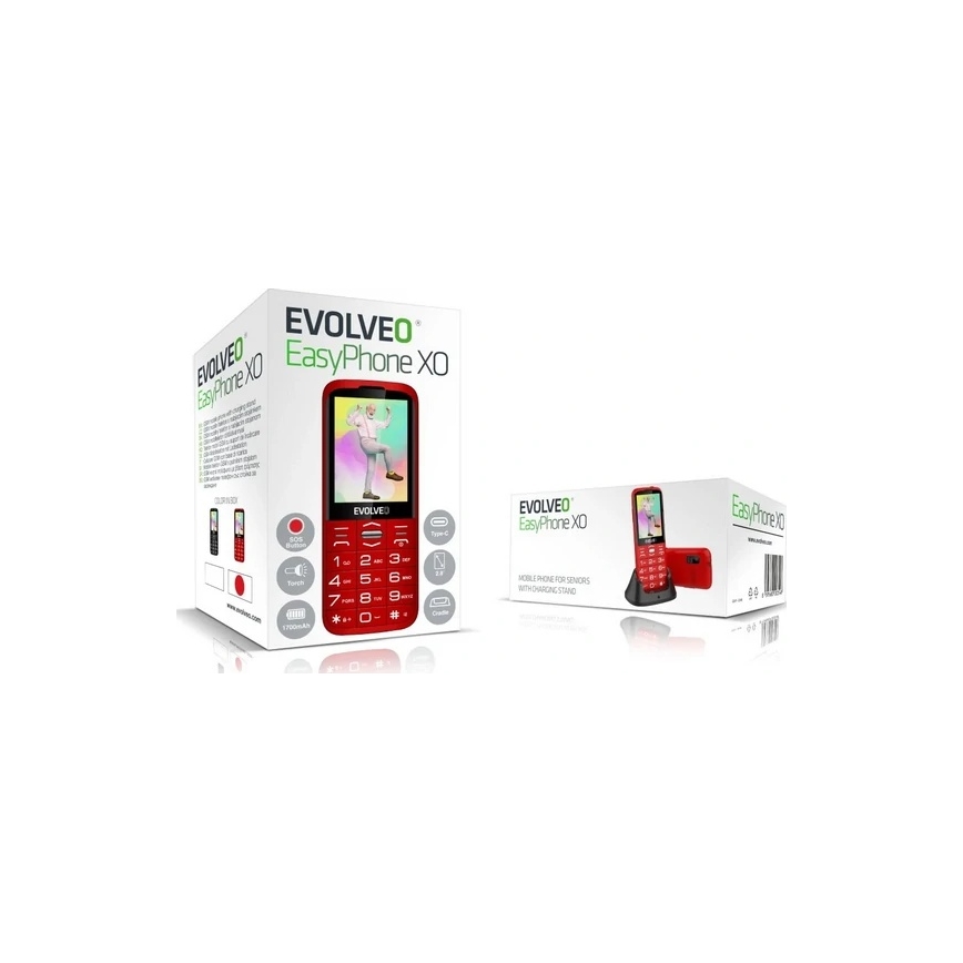 Evolveo - EasyPhone XO téléphone mobile pour seniors rouge