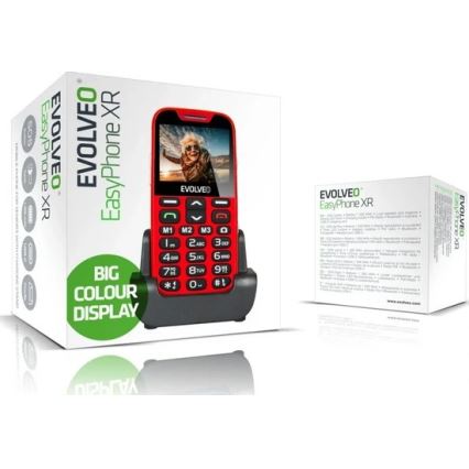 Evolveo - EasyPhone XR, téléphone mobile 4G pour seniors, rouge