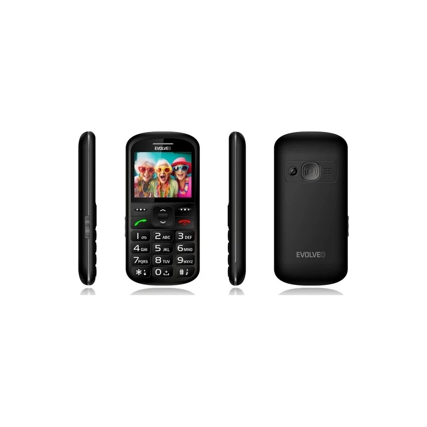 Evolveo - EasyPhone XS, téléphone mobile pour seniors, noir