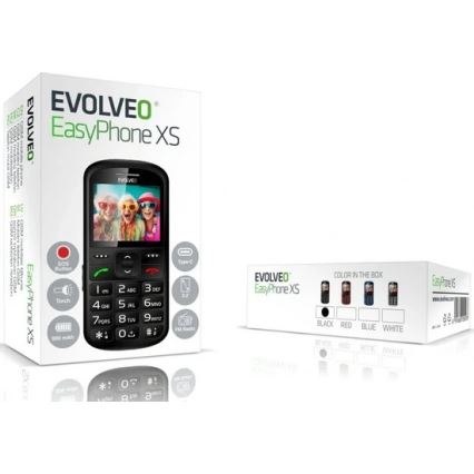 Evolveo - EasyPhone XS, téléphone mobile pour seniors, noir