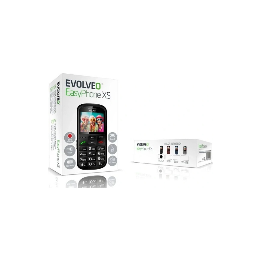 Evolveo - EasyPhone XS, téléphone mobile pour seniors, noir