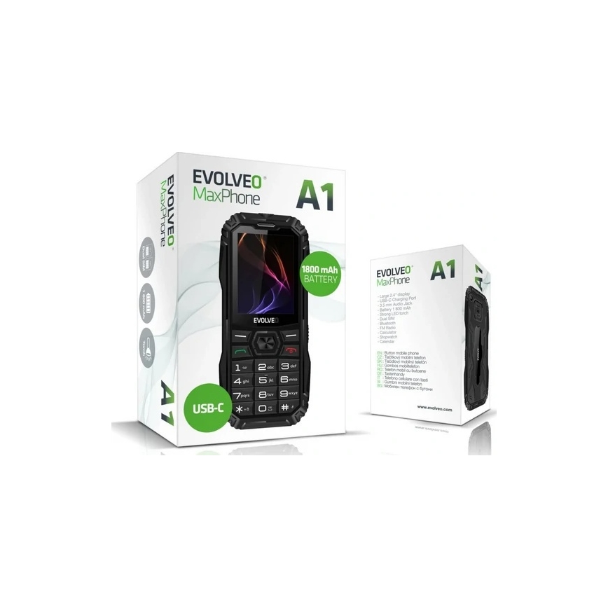 Evolveo - MaxPhone A1 knoptelefoon Dual-SIM zwart