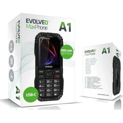 Evolveo - MaxPhone A1 téléphone à touches Double SIM noir
