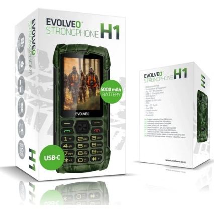Evolveo - StrongPhone H1, téléphone étanche double SIM camouflage de chasse