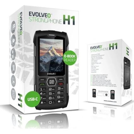 Evolveo - StrongPhone H1, waterdichte Dual SIM-telefoon zwart/zilver