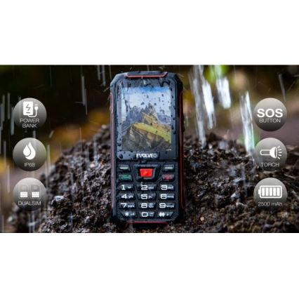 Evolveo - StrongPhone W4, téléphone étanche Double SIM noir/rouge