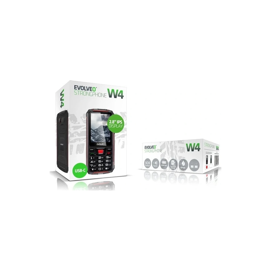 Evolveo - StrongPhone W4, waterdichte Dual SIM-telefoon, zwart/rood