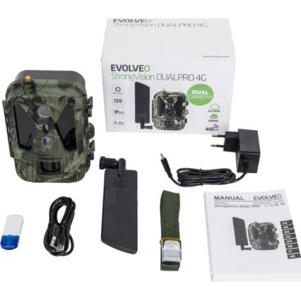 Evolveo - StrongVision Dual PRO 4G wildcamera met automatische 4G-verzending, 16 GB
