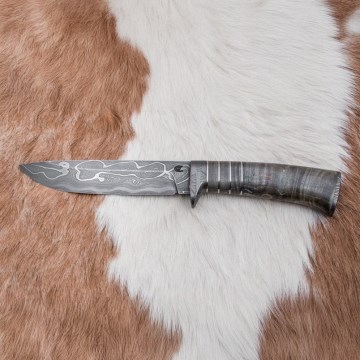 Exclusief Damascus-mes 14 cm essehout