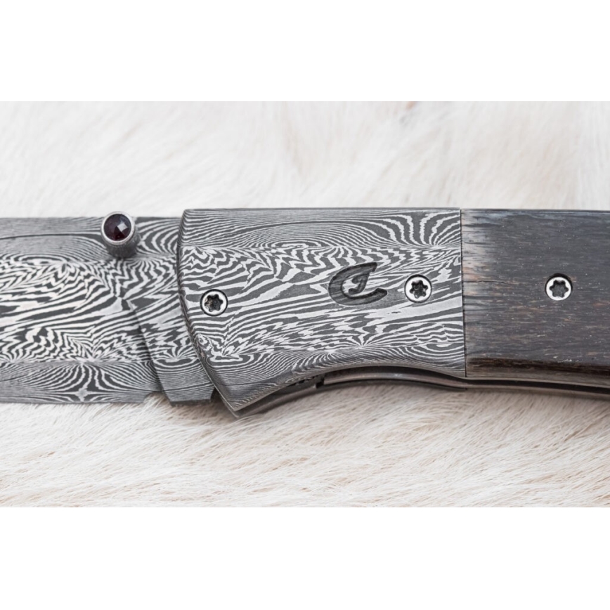 Exclusief opvouwbaar Damastmes 8 cm mammoet bot