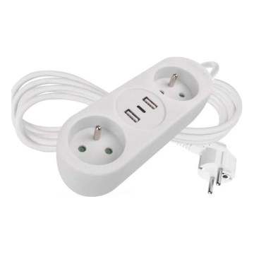 Extension de câble 2Z + 2x USB-A + USB-C 1,4 m