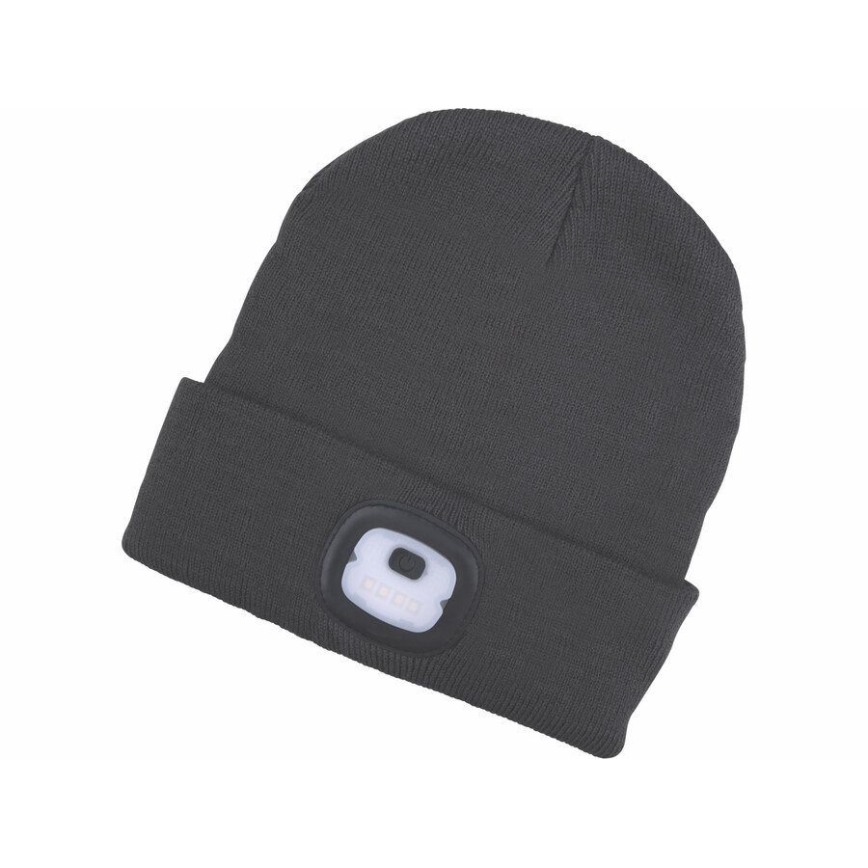 Extol - Bonnet avec lampe frontale intégrée, rechargeable par USB 250 mAh, gris foncé, taille unique