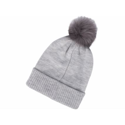 Extol - Bonnet avec lampe frontale rechargeable par USB, batterie 300 mAh, gris avec pompon, taille unique