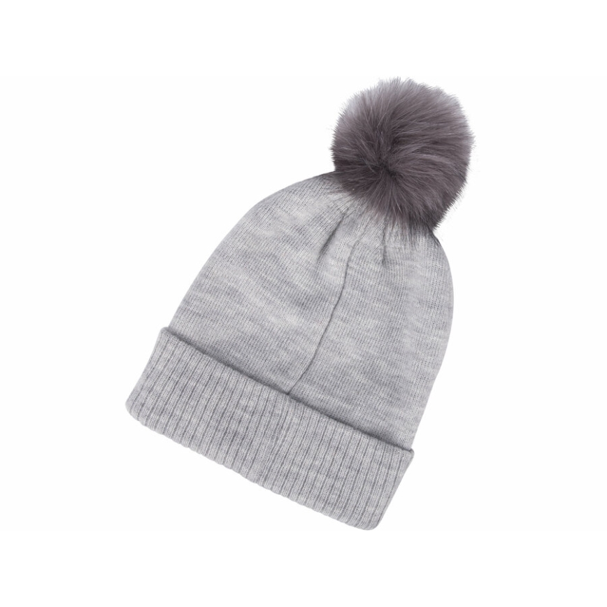 Extol - Bonnet avec lampe frontale rechargeable par USB, batterie 300 mAh, gris avec pompon, taille unique