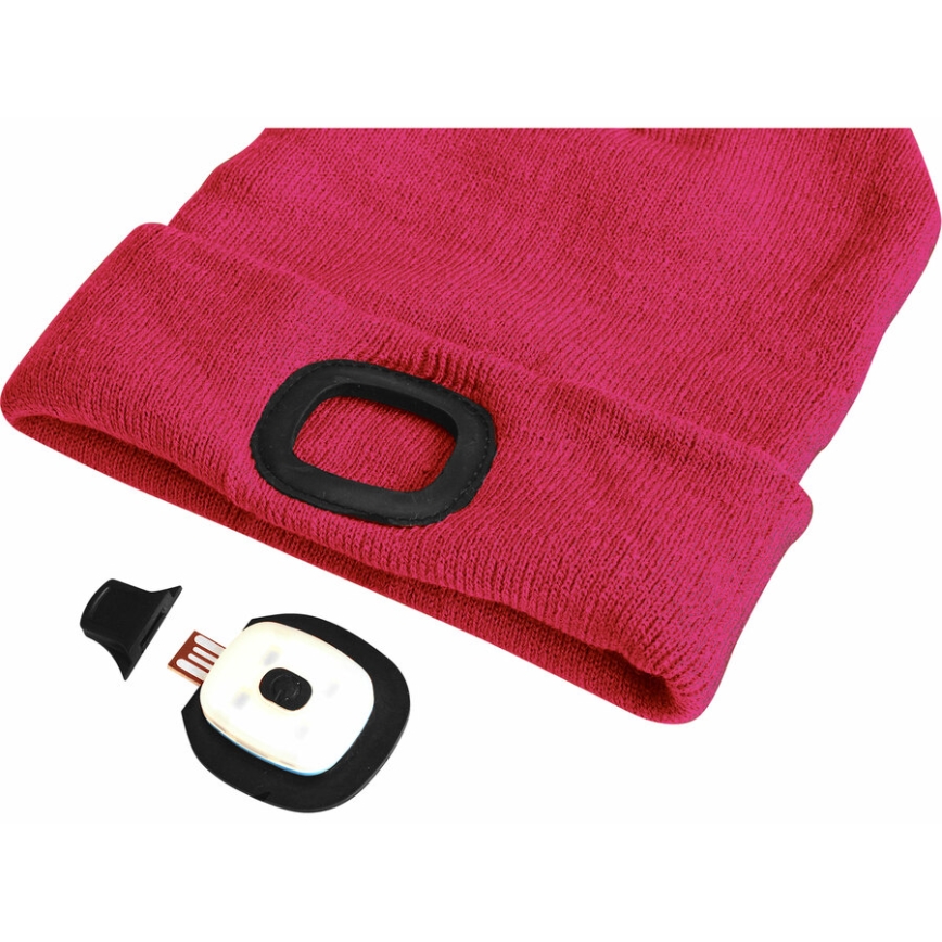 Extol - Chapeau avec une lampe frontale et une recharge USB 300 mAh rose taille UNI