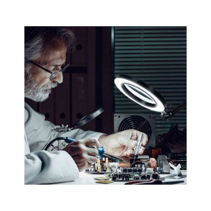 Extol - Dimbare LED tafellamp met een vergrootglas ​ LED/8W/5V 2900/4500/7500K zwart