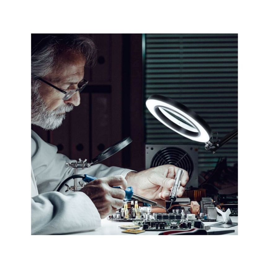 Extol - Dimbare LED tafellamp met een vergrootglas ​ LED/8W/5V 2900/4500/7500K zwart