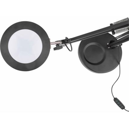 Extol - Dimbare LED tafellamp met een vergrootglas ​ LED/8W/5V 2900/4500/7500K zwart