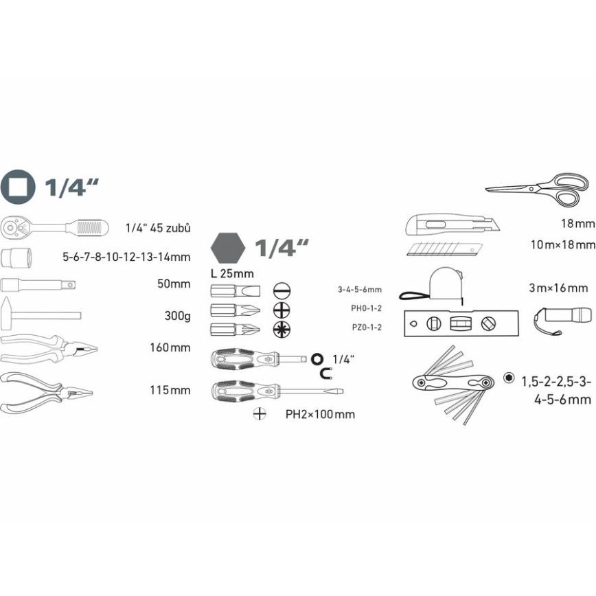 Extol - Jeu d'outils 47 pcs
