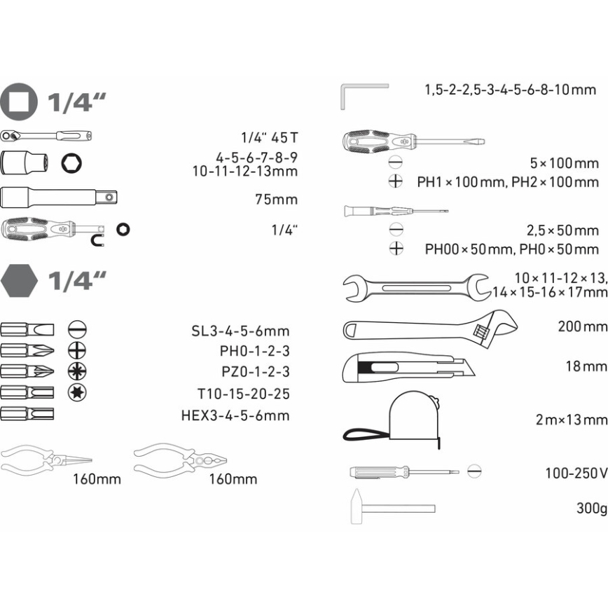 Extol - Jeu d'outils 59 pcs