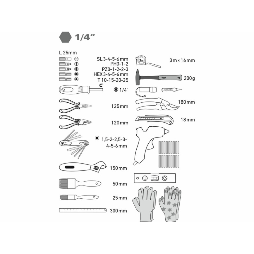 Extol - Jeu d'outils 68 pièces