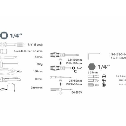 Extol - Jeu d'outils de 39 pcs