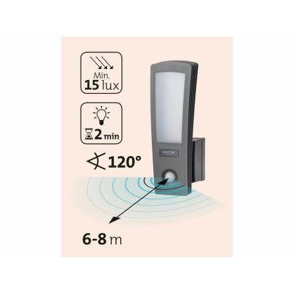 Extol - LED Buiten wandlamp met sensor LED/15W/230V IP65