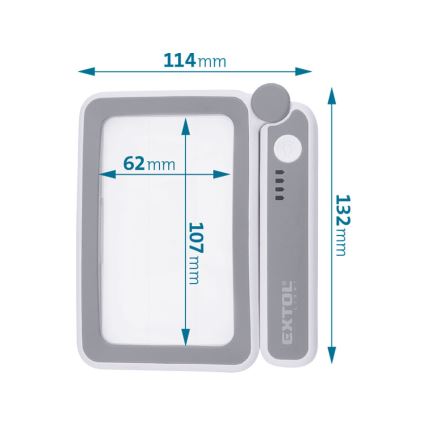 Extol - LED dimbare oplaadbare opvouwbare loep met LED-verlichting/650 mAh wit/grijs