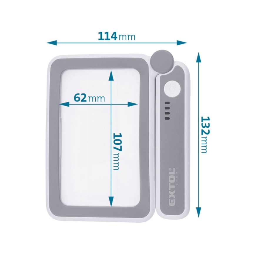 Extol - LED dimbare oplaadbare opvouwbare loep met LED-verlichting/650 mAh wit/grijs