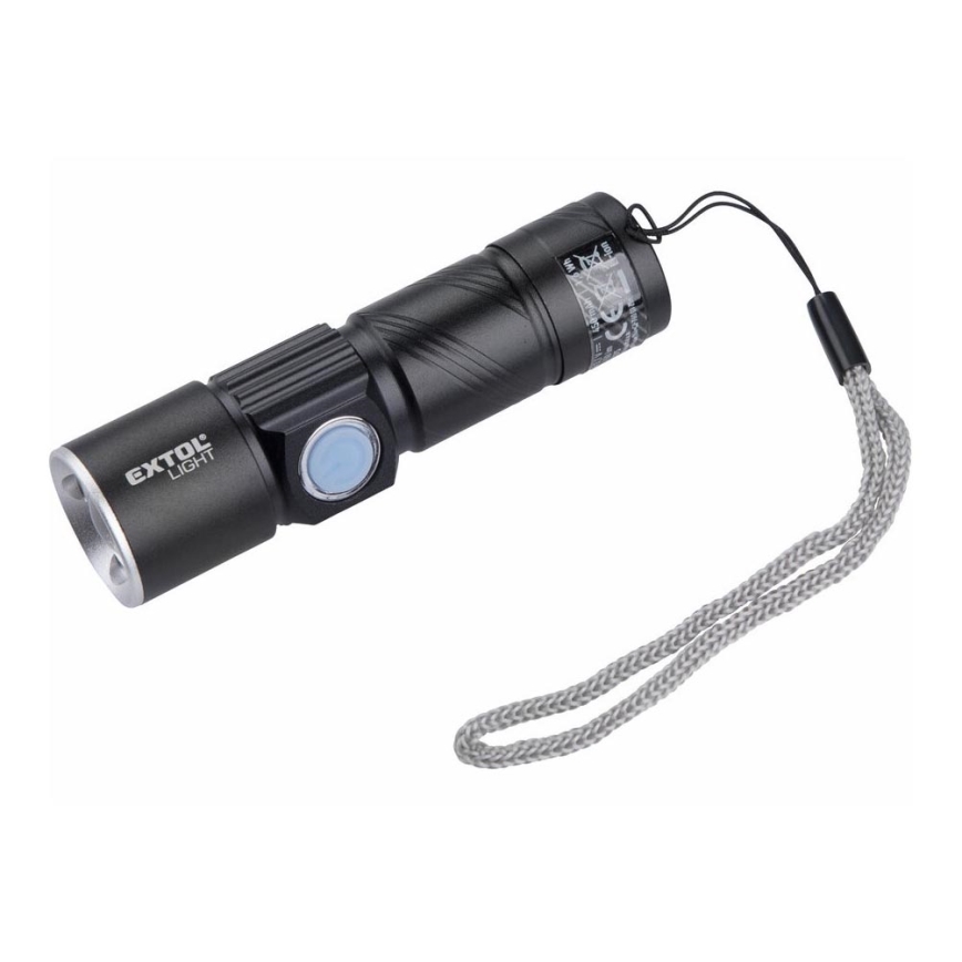 Extol - LED Oplaadbare Zaklamp LED/3W/450 mAh/3,7V zwart