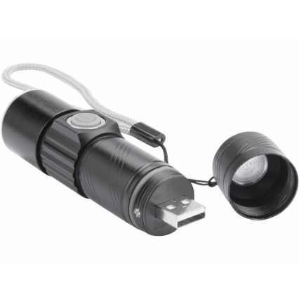 Extol - LED Oplaadbare Zaklamp LED/3W/450 mAh/3,7V zwart