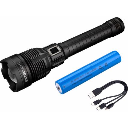 Extol - Dimbare oplaadbare LED-zaklamp met powerbank LED/60W/10000 mAh 8000 lm IPX4 zwart