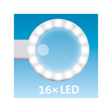 Extol - Loupe rechargeable à éclairage LED dimmable / 650 mAh / blanc/gris