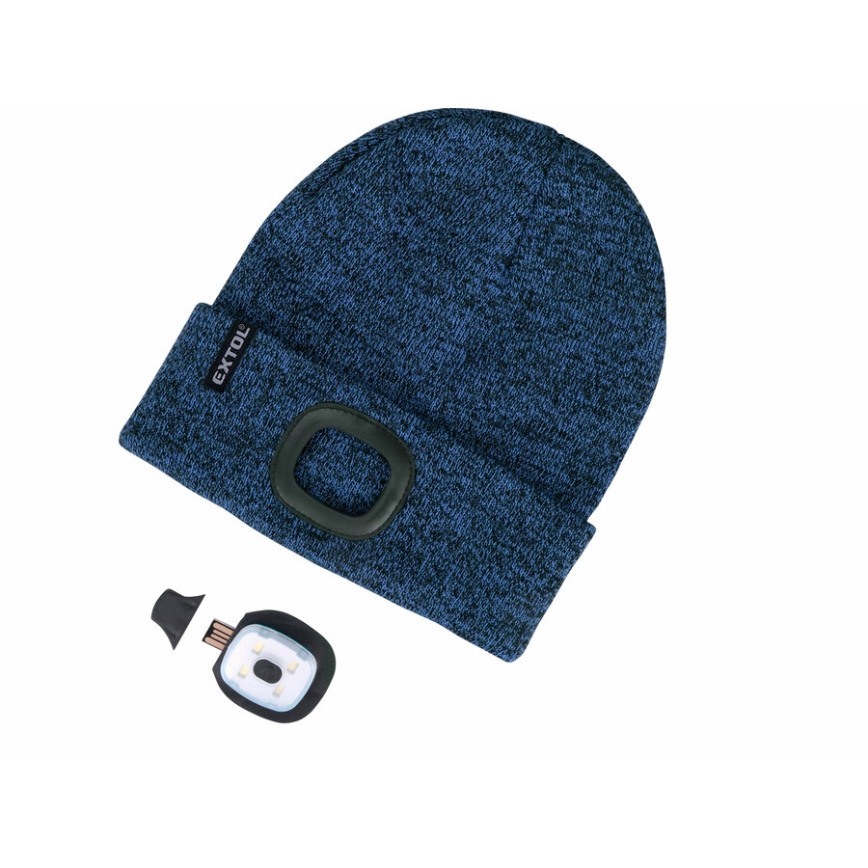 Extol - Muts met geïntegreerde hoofdlamp en USB-oplaadbare 300 mAh-accu, blauw, maat UNI