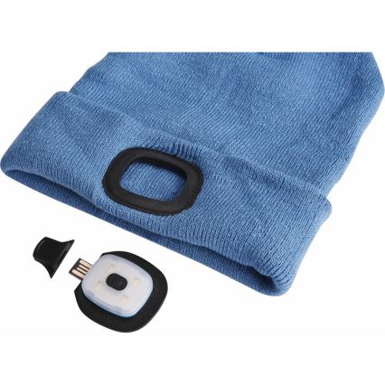 Extol - Muts met hoofdlamp en USB-oplaadbare 300 mAh-accu, blauw, maat UNI