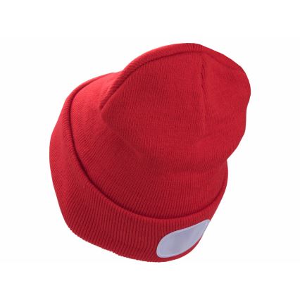 Extol - Muts met hoofdlamp en USB-oplaadbare 300 mAh-batterij, rood, maat UNI
