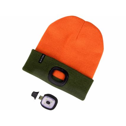 Extol-  Muts met hoofdlamp en USB-oplader 300 mAh neon oranje/groen maat UNI