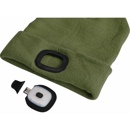 Extol - Muts met hoofdlamp, USB-oplaadbare accu 300 mAh, groen, maat UNI