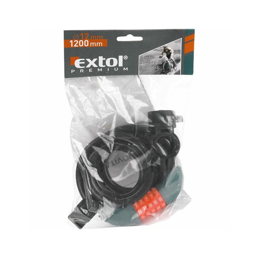 Extol Premium - Câble antivol de vélo 12x1200 mm et code à 4 chiffres