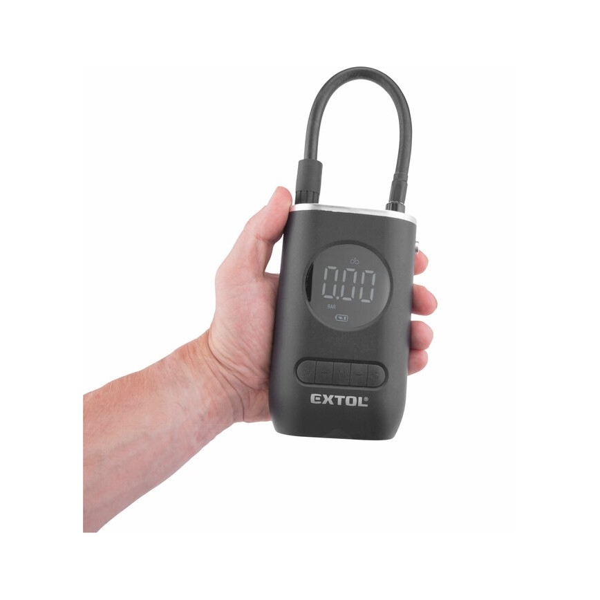 Extol Premium - Compresseur numérique de poche 2000 mAh 7,4V noir