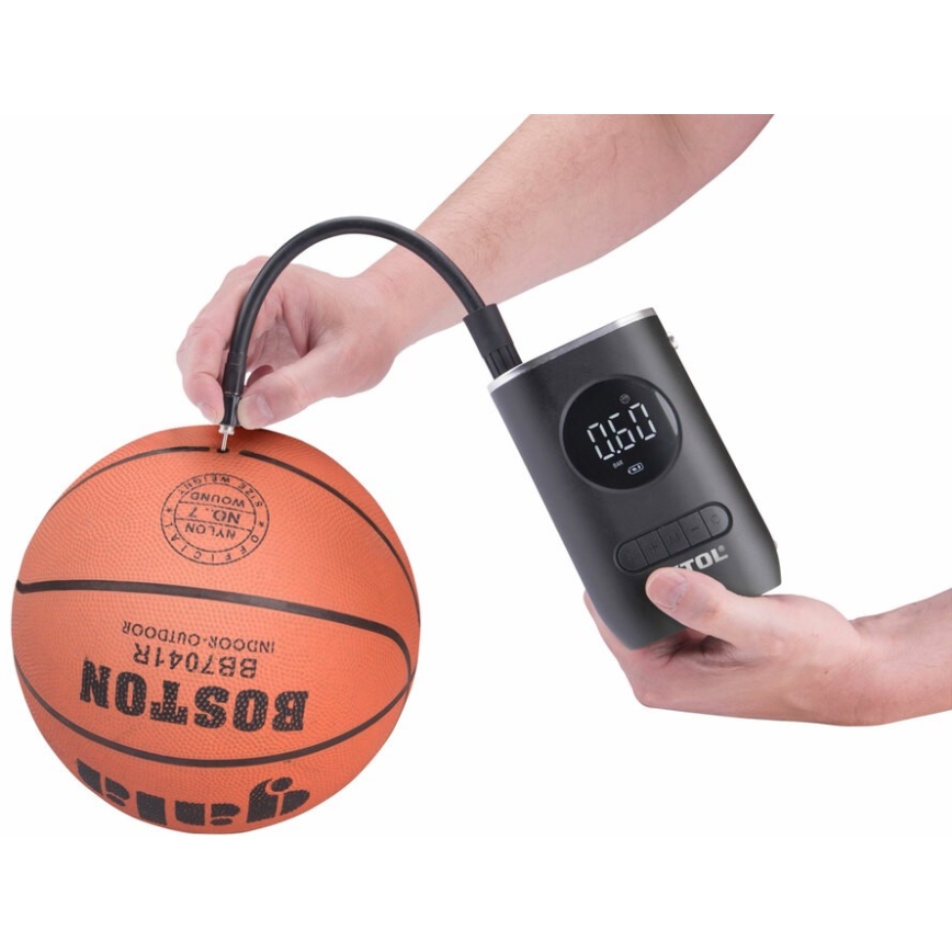 Extol Premium - Digitale draagbare compressor 4000 mAh 7,4V zwart