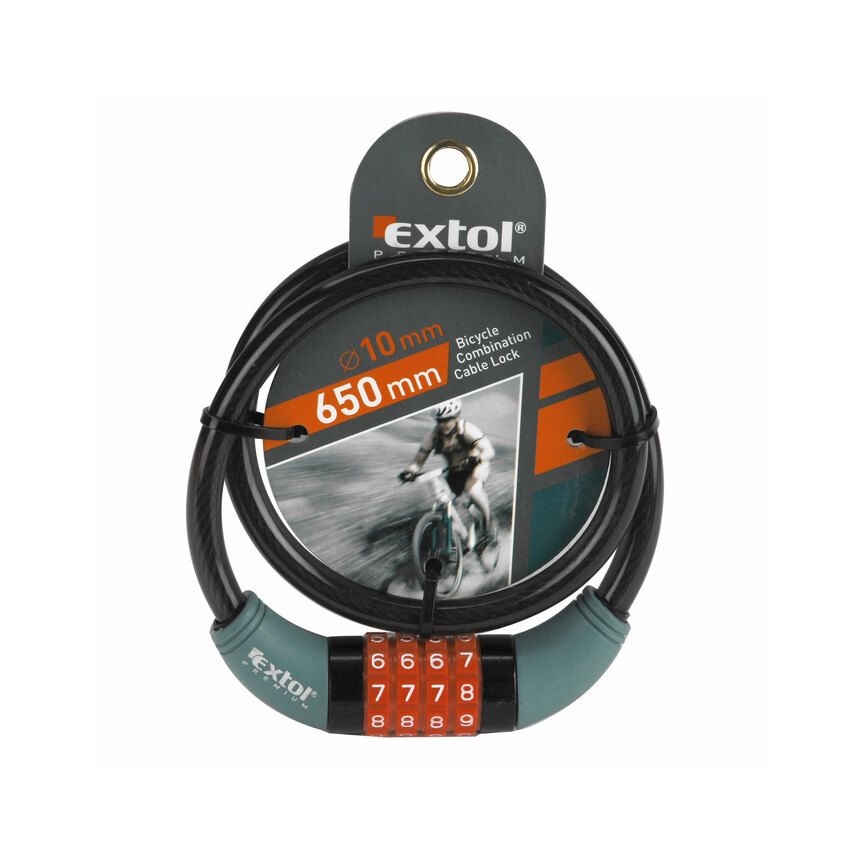 Extol Premium - Fietsslot met een koord 10x650 mm en viercijferige code